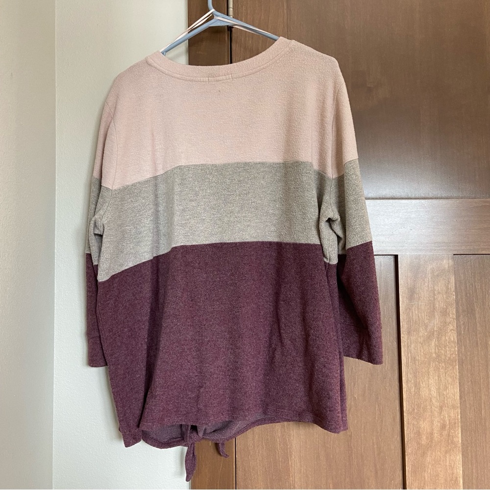 Nine Britton Araya Tie Front Brushed Knit Top Size 2XL Soft Crewneck - Picture 5 of 7